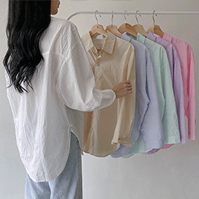 優柔版型純色寬鬆襯衫(6色)');