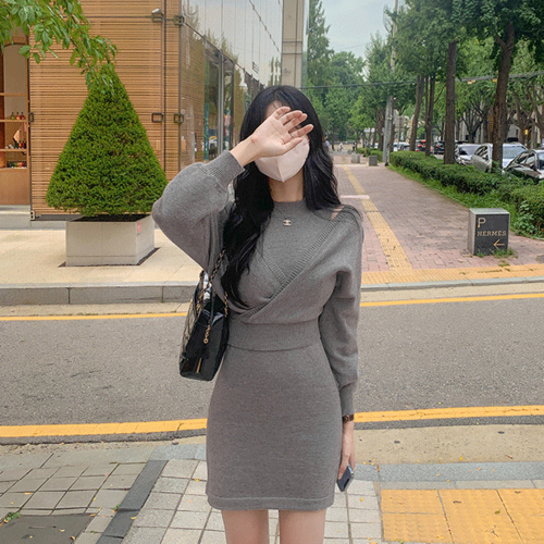 Sona Set ストリートラップニット ワンピース 10代 代女性ファッション韓国通販