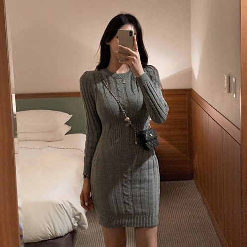 Sona ケーブルニットスリムワンピース 10代 代女性ファッション韓国通販