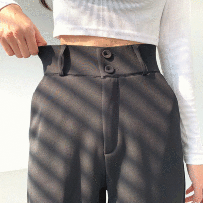 2XL허리밴딩 융털기모 도톰한데 다리 굵어보이지 않는 스판 와이드 슬랙스팬츠