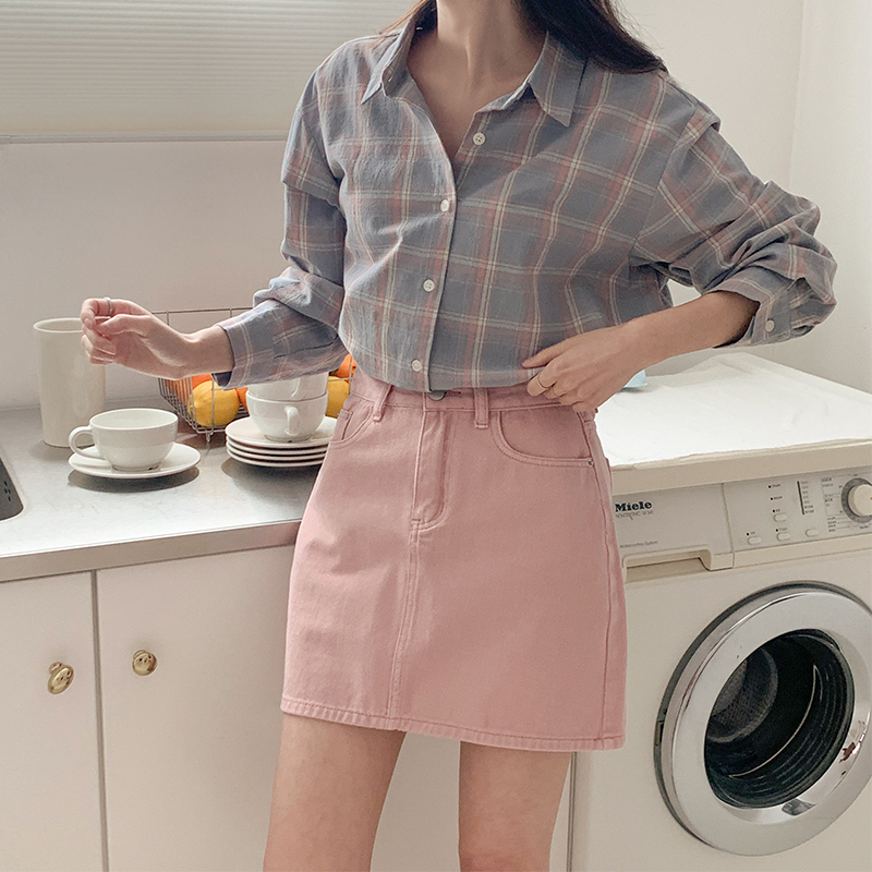 bs5897 チェックルーズコットンシャツ