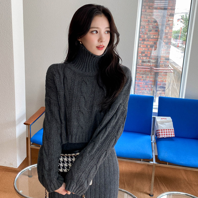 Docus Design タートルネックセーター L and スカートのセット st1264 タートルニット+ミニスカートセットアップ｜ワンピース｜韓国