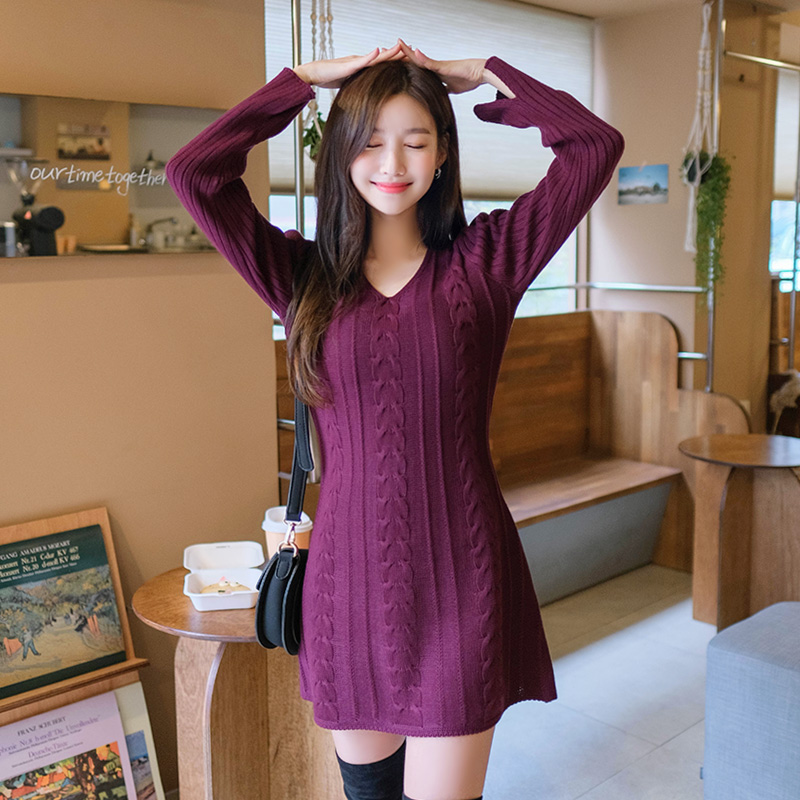 Sona Op17 ミニ丈aラインニットワンピース 10代 代女性ファッション韓国通販