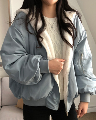 왕따숩 리버시블 항공 밍크 점퍼 무스탕 패딩