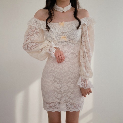 Sona フラワーレースミニワンピース チョーカーset 10代 代女性ファッション韓国通販