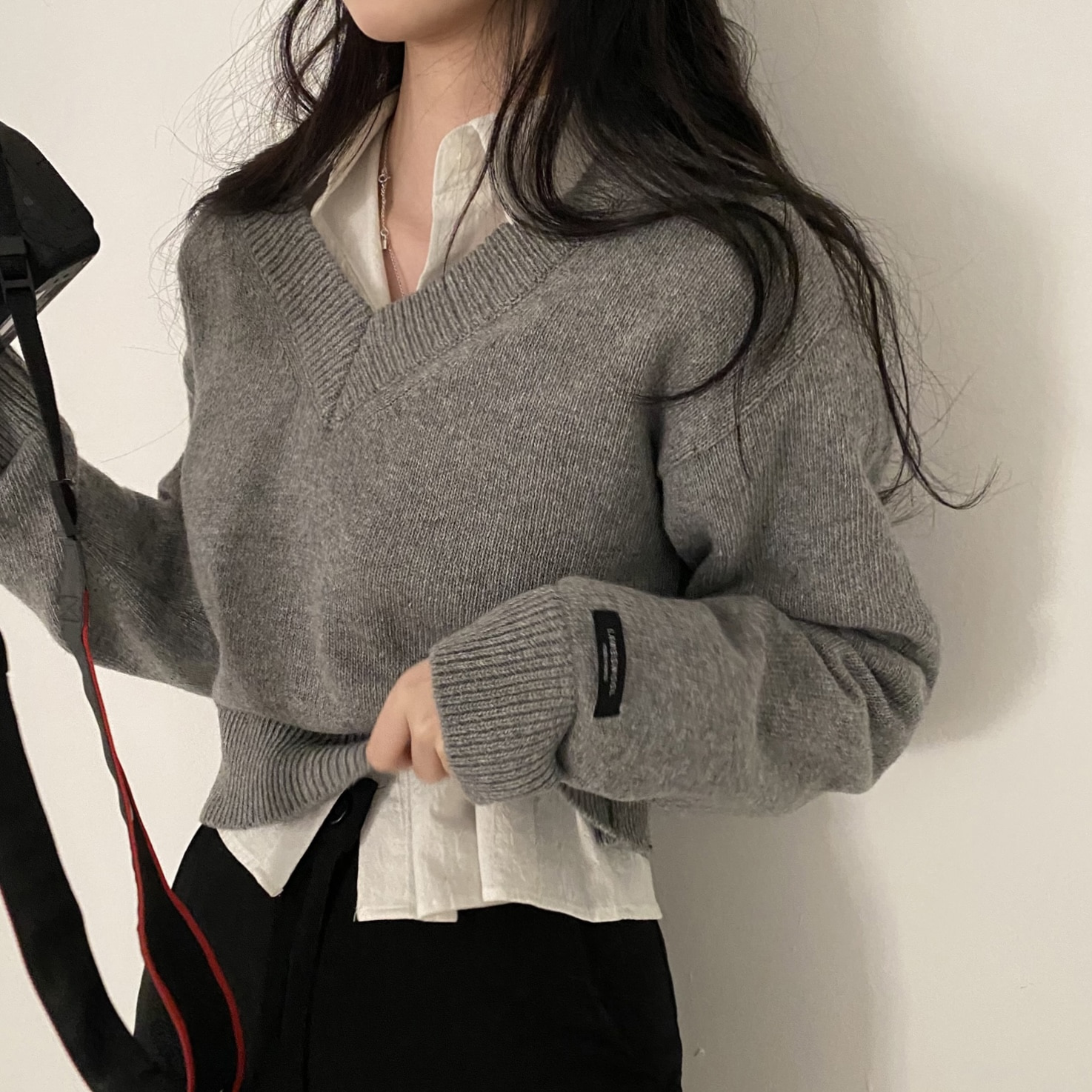 Vネックウールクロップニット10色 - [10代・20代女性ファッション,韓国 ...
