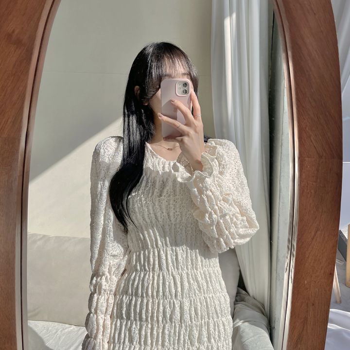 Sona シャーリングプリーツロングワンピース 10代 代女性ファッション韓国通販