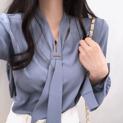 日常領帶造型雪紡衫(5色)