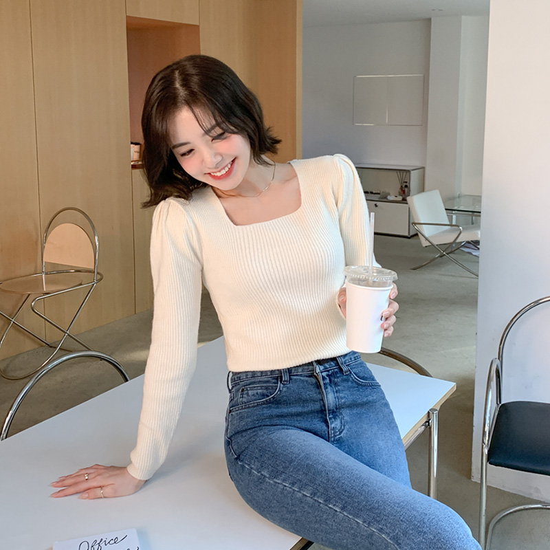 senee パフスリーブスクエアネックニット SENEE（セニー）の「puff sleeve square neck knit（パフスリーブ