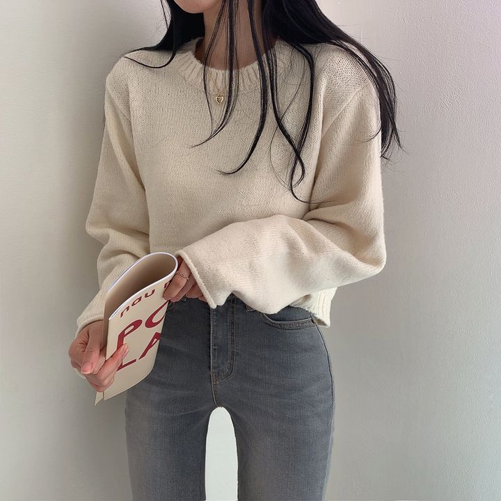 デイリークロップラウンドニット5色｜ニット｜韓国ファッション通販 SONA