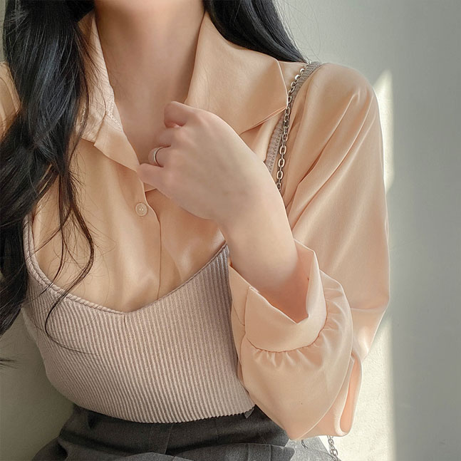 SET]ベーシックビスチェ+ブラウス｜ブラウス｜韓国ファッション