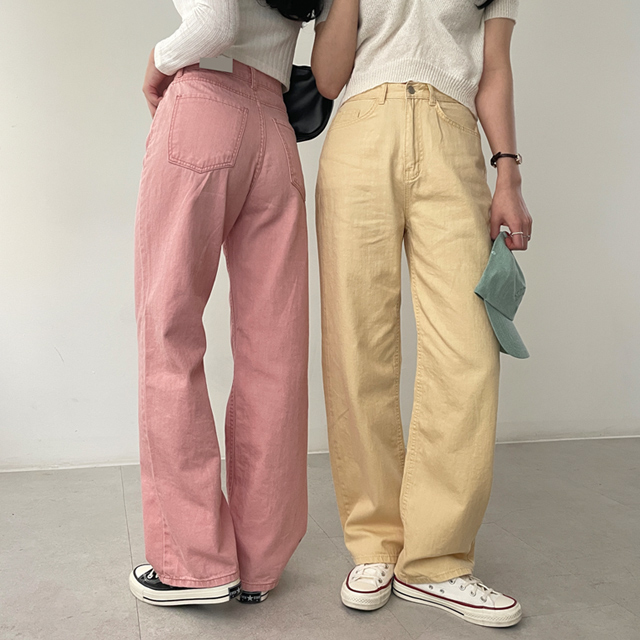 [무료배송] 색감대박, 레인보우 컬러 피그먼트 와이드 컬러 코튼 팬츠