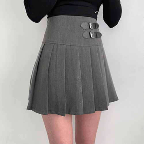 バックルハイウエストプリーツミニスカート - [10代・20代女性 ...