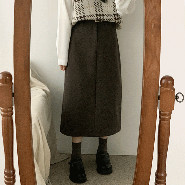 SET]シンプルHラインロングスカート＋ベルト - [10代・20代女性