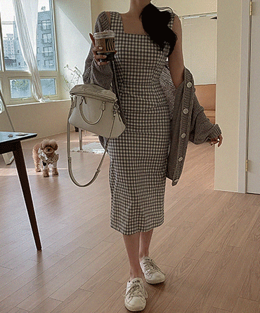 Sona ギンガムチェックロングワンピース 10代 代女性ファッション韓国通販