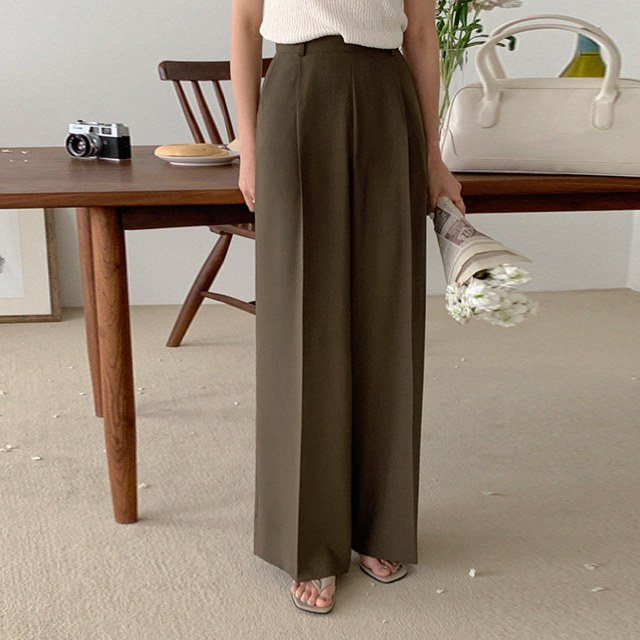 ピンタックフロントプレススラックス｜スラックス｜韓国ファッション