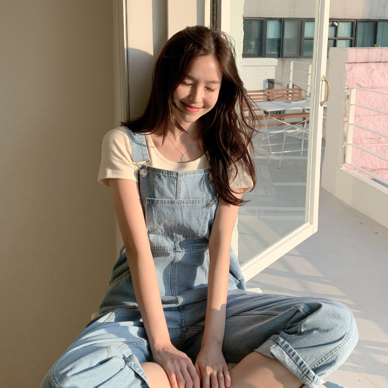 Sona Op カジュアルデニムオーバーオール 10代 代女性ファッション韓国通販