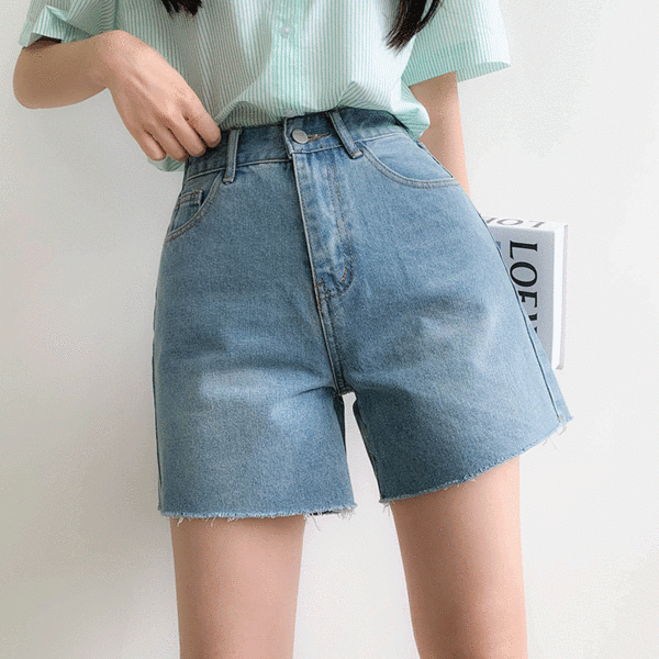 Sona 4分丈デニムショートパンツ 後ろゴム 10代 代女性ファッション韓国通販