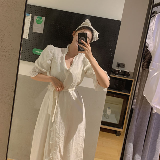 Sona Set フリルパフルームウェアロングワンピース ヘアバンド 10代 代女性ファッション韓国通販 Sona Set フリルパフルームウェアロングワンピース ヘアバンド 10代 代女性ファッション韓国通販