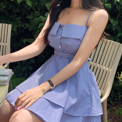 OLIVE des OLIVE ノースリーブストライプミニワンピース ストライプ ノースリーブ ミニワンピース ストライプ柄ノースリーブ