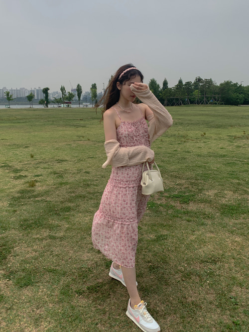 フラワープリント ノースリーブ ロングワンピース RED VALENTINO  