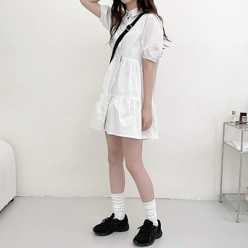 ティアードカラー半袖ミニワンピース｜｜韓国ファッション通販 SONA