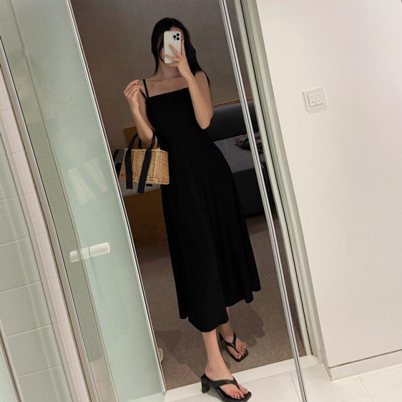 Sona ダブルストラップリブキャミソールロングワンピース 10代 代女性ファッション韓国通販