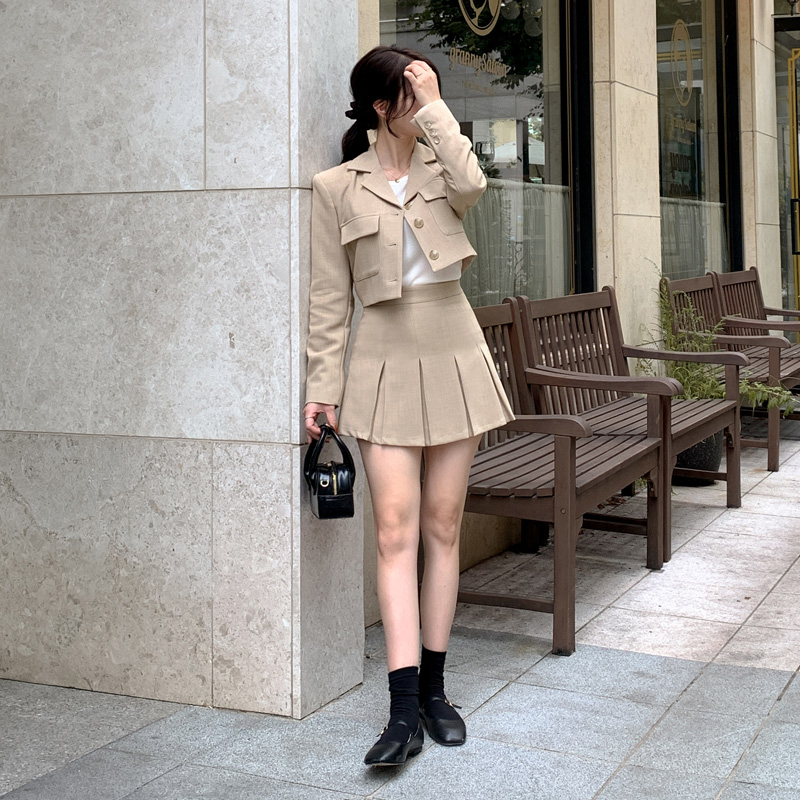 jk2270 クロップドシングルジャケット｜ジャケット｜韓国ファッション