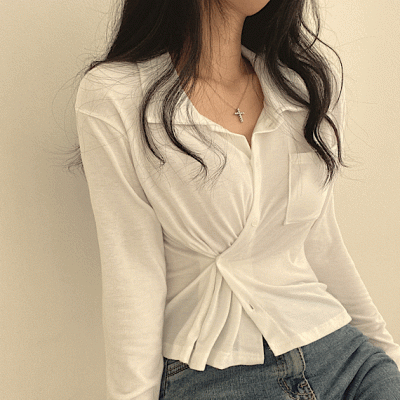 2WAYサイドボタンポケットシャツ - [10代・20代女性ファッション,韓国