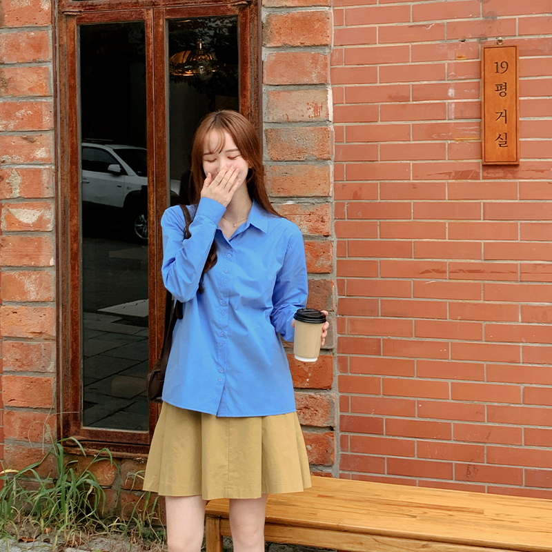 Sona ダブルボタンコットンシャツブラウス 10代 代女性ファッション韓国通販