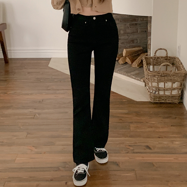 [기장선택! S~L] 히든밴딩 블랙 부츠컷 팬츠 (숏/롱)