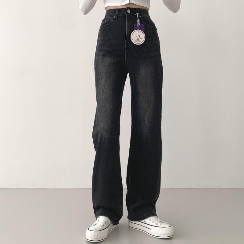 2XL밴딩 발열원단 기모 스판 일등와이드 데님팬츠