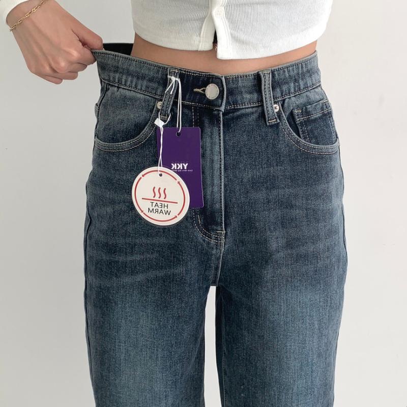 2XL밴딩 발열원단 기모 스판 일등와이드 데님팬츠