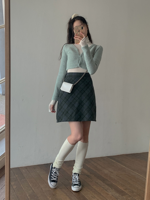 ウールチェックミニスカート｜ミニスカート｜韓国ファッション