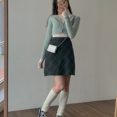 ウールチェックミニスカート｜ミニスカート｜韓国ファッション