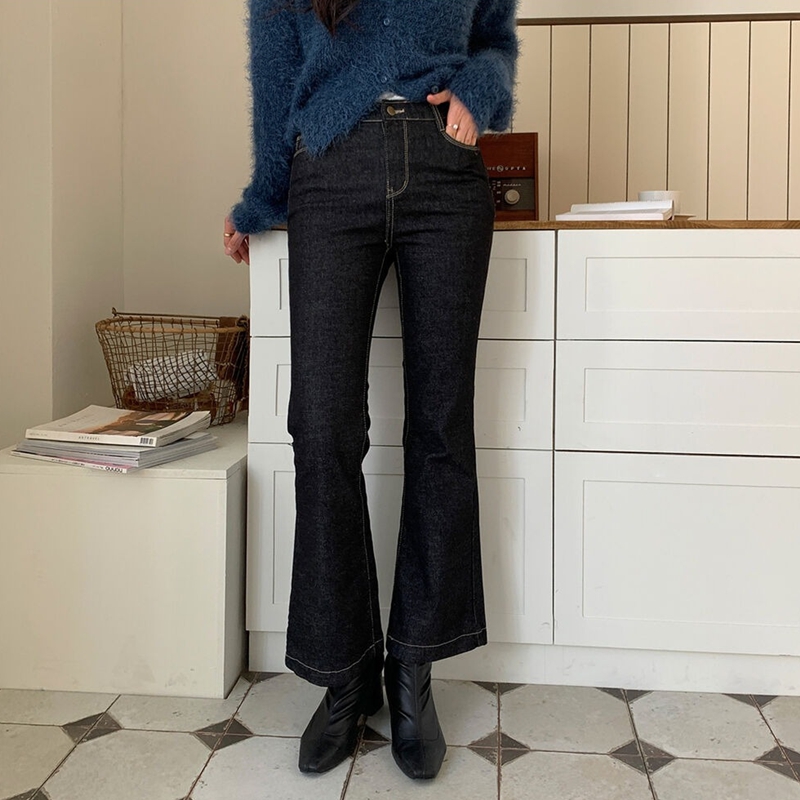 スリムロングブーツカットデニムパンツ - [10代・20代女性ファッション