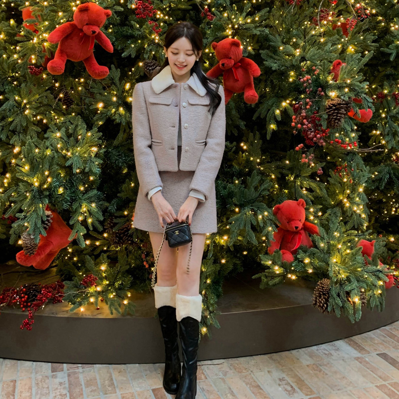 ツイードジャケットミニスカートセットアップ|ツーピース|韓国 ツイードジャケットミニスカートセットアップ|ツーピース|韓国