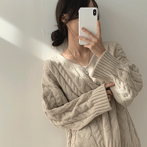 ルーズフィットケーブルニット5色 - [10代・20代女性ファッション,韓国