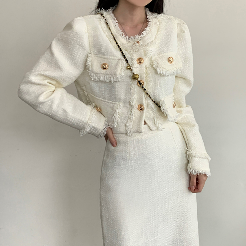 SET]ツイードクロップジャケット＋ロングスカートセット