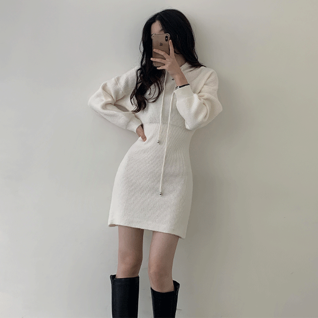 フードニットミニワンピース - [10代・20代女性ファッション,韓国通販