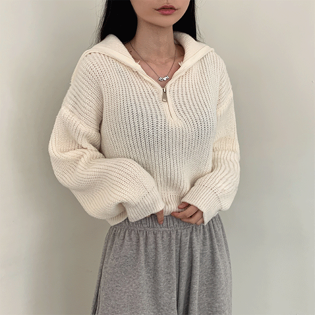 NEXZ ハーフジップ 韓国 ペンミ セミクロップハーフジップアップニット5色｜ニット｜韓国