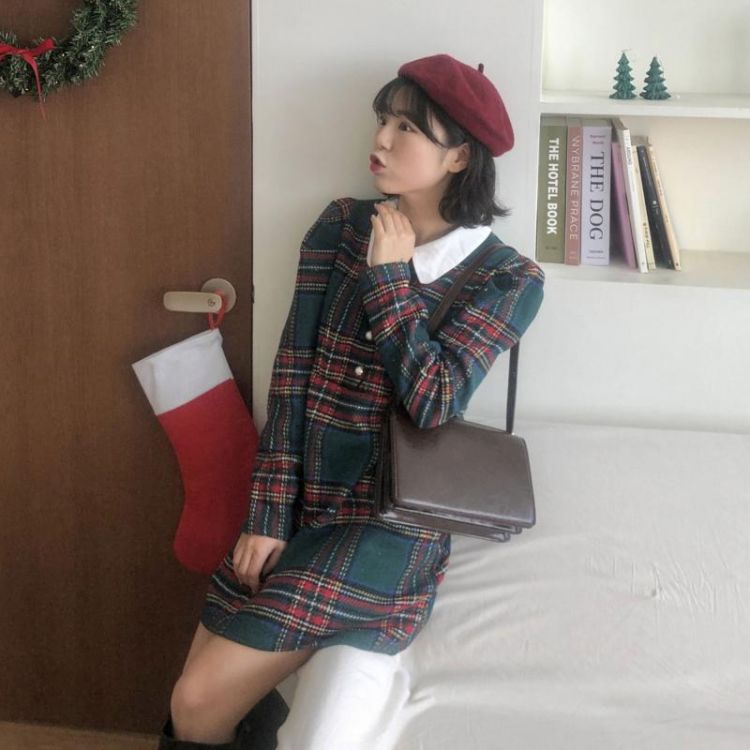 Sona バーバリーチェックワンピース 10代 代女性ファッション韓国通販