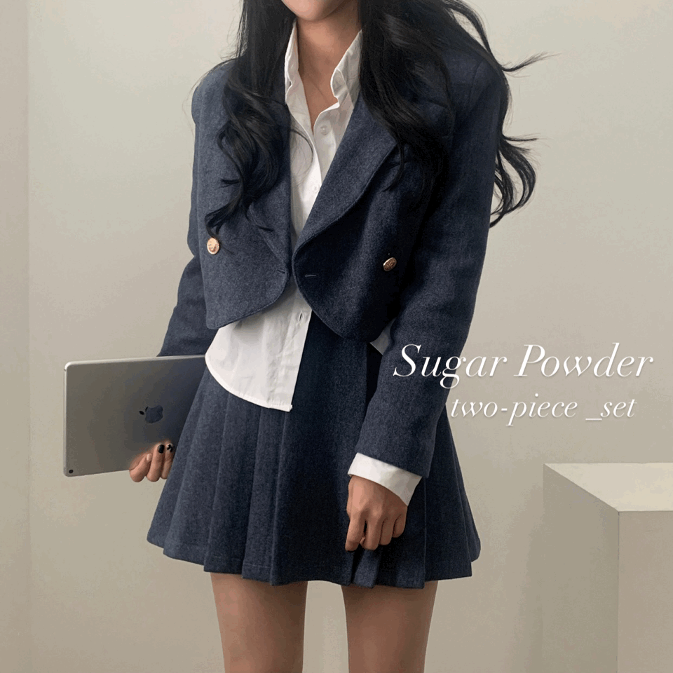 SET]クロップジャケット スカートセット｜ツーピース｜韓国