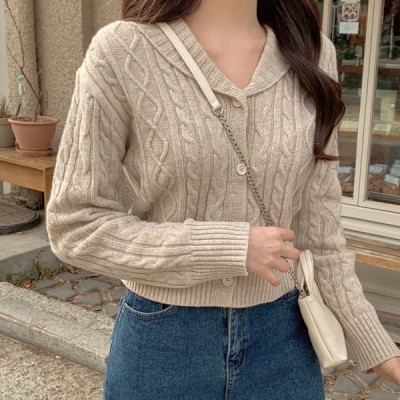 ショールカラーケーブルニットカーディガン｜カーディガン｜韓国