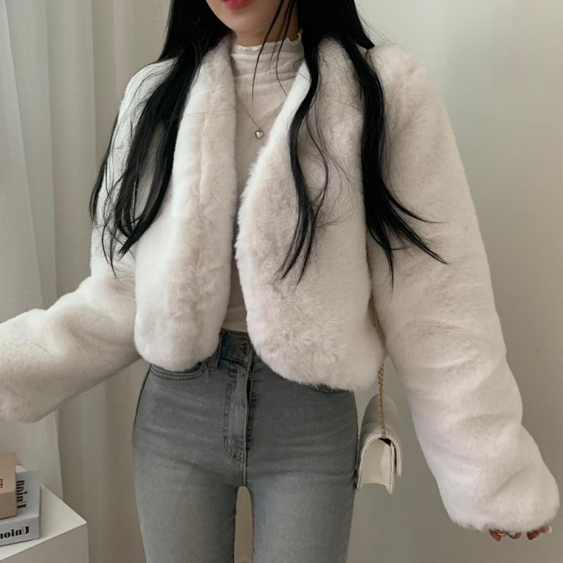 クロップファージャケット - [10代・20代女性ファッション,韓国通販