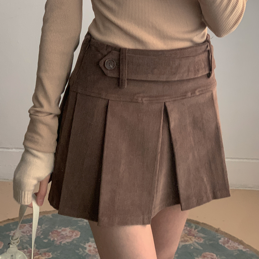 コーデュロイプリーツミニスカート - [10代・20代女性ファッション