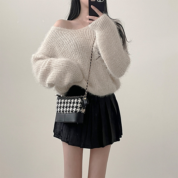 SNT14545 アンゴラVネックニット5色 ニット - ribino 