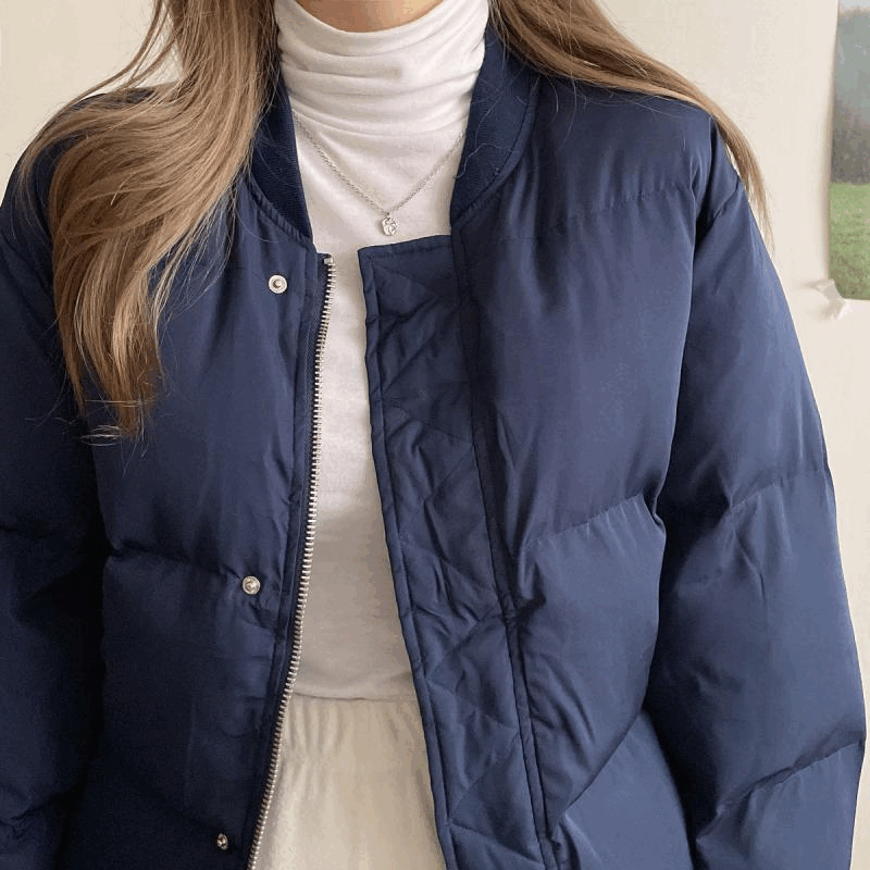 ノーカラーショートダウンジャケット - [10代・20代女性ファッション