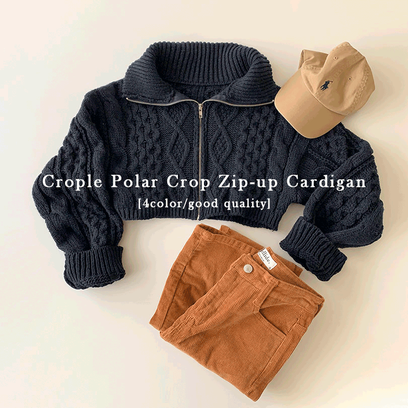 ケーブルタートルネッククロップジップアップ｜ジャンパー｜韓国