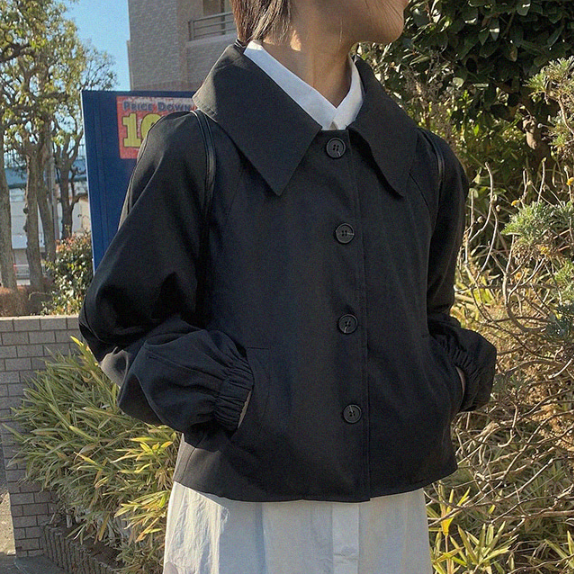 カラーコットンショートジャケット - [10代・20代女性ファッション